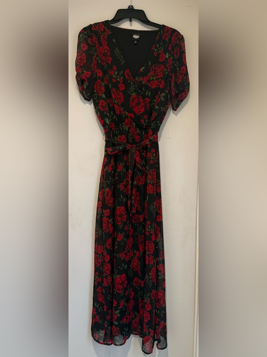 Dresses & Skirts - Coco Disney Black & Red Floral Wrap Maxi Dress